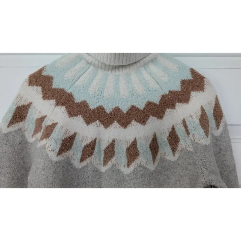 J. Crew Fair Isle Wool Blend Turtleneck Sweater  in Supersoft Yarn